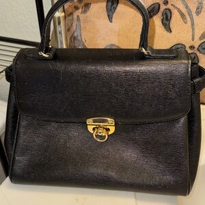 Versace Sophisticated Black Leather Satchel